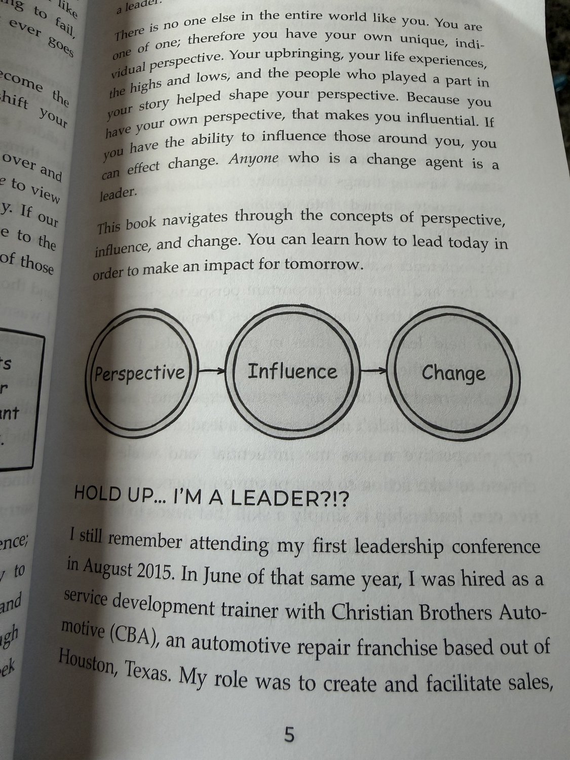 The book's framework: perspective leads to influence leads to change.