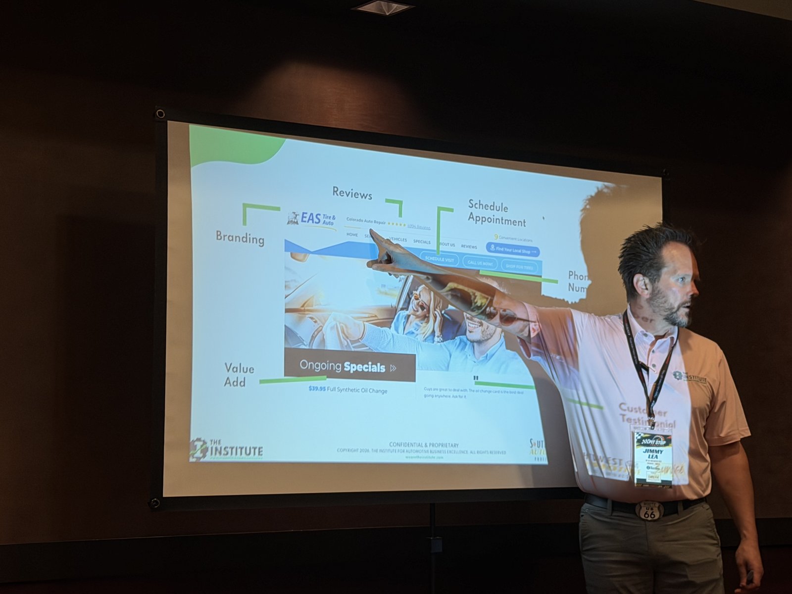Jimmy Lea from The Institute presenting on getting your shop found on Google