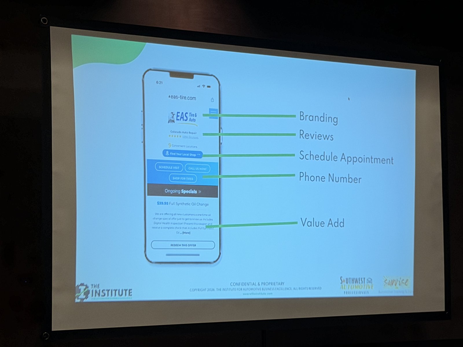 A mobile website layout example from Jimmy Lea's session